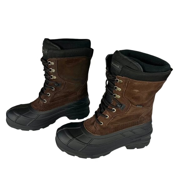 Kamik Mens Size 8 Wide Nation Plus Winter Waterproof Dark Brown Boots Lace up - Picture 9 of 10